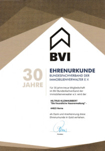 BVI 30 Jahre Ehrenurkunde